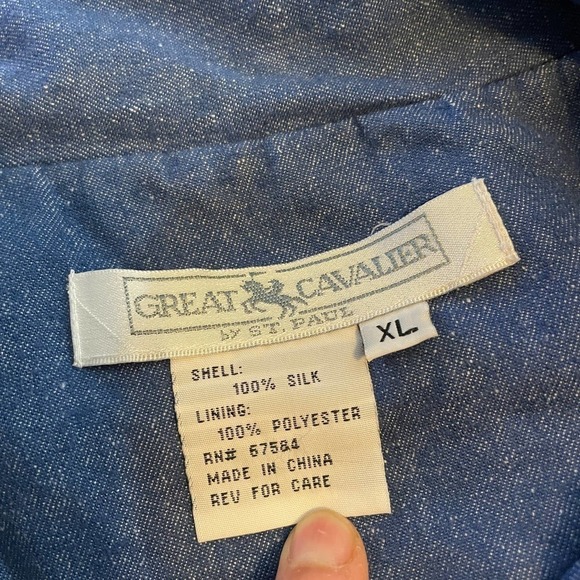 Vintage Great Cavalier St. Paul Silk Denim Embroidered Bomber Jacket Womens XL - Picture 6 of 12